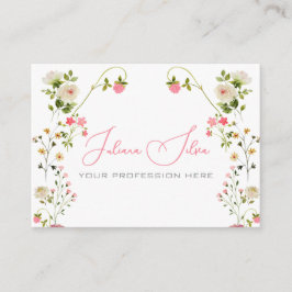 ピンクベージュエステティックフローラ水彩 名刺