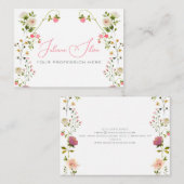 ピンクベージュエステティックフローラ水彩 名刺 (正面/裏面)