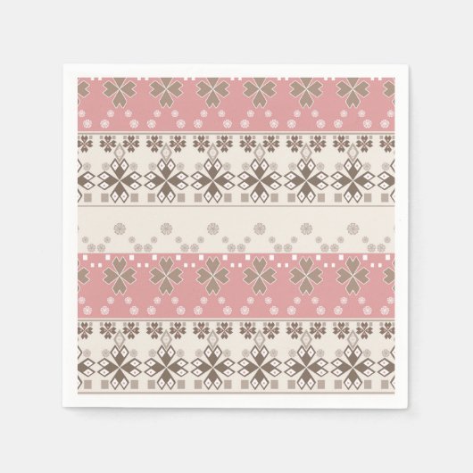 ピンクベージュオーナメントバスタオルセット スタンダードカクテルナプキン (正面)