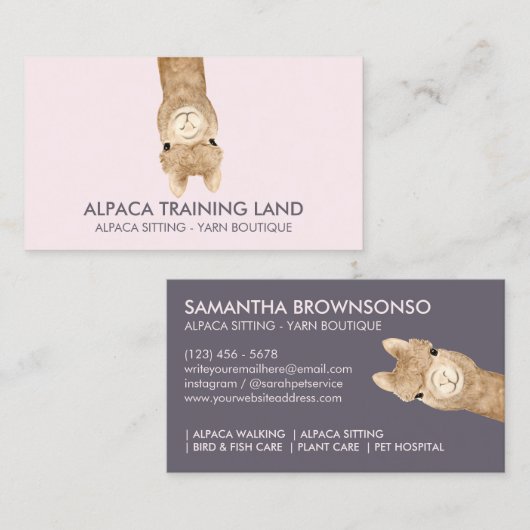 ピンクベージュカワイアルパカ 名刺 (正面/裏面)