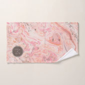 ピンクベージュグレー大理石バスタオルセット バスタオルセット (ハンドタオル)