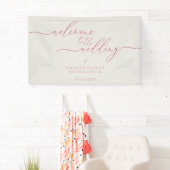 ピンクベージュシンプルモダンへようこそ結婚 横断幕 (インサイチュ)