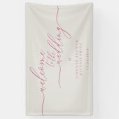 ピンクベージュシンプルモダンへようこそ結婚 横断幕 (縦)