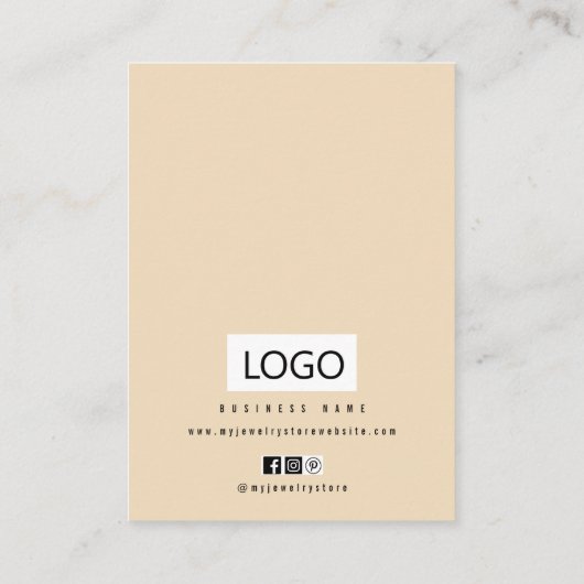 ピンクベージュジュエリーイヤリングネックレスディスプレイカード 名刺 (裏面)