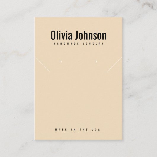 ピンクベージュジュエリーイヤリングネックレスディスプレイカード 名刺 (正面)