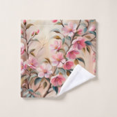 ピンクベージュブランチバスタオル バスタオルセット (ウォッシュタオル)