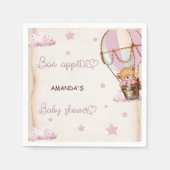 ピンクベージュベビーベアホットエアバルーン素朴 スタンダードカクテルナプキン (正面)