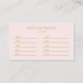 ピンクベージュミニマル金ゴールドエレガント、サロン、QRコード 予約カード (裏面)