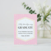 ピンクベージュ写真卒業 ポストカード (スタンド正面)