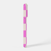 ピンクベージュ チェック柄 スマホケース iPhoneケース (右側面)