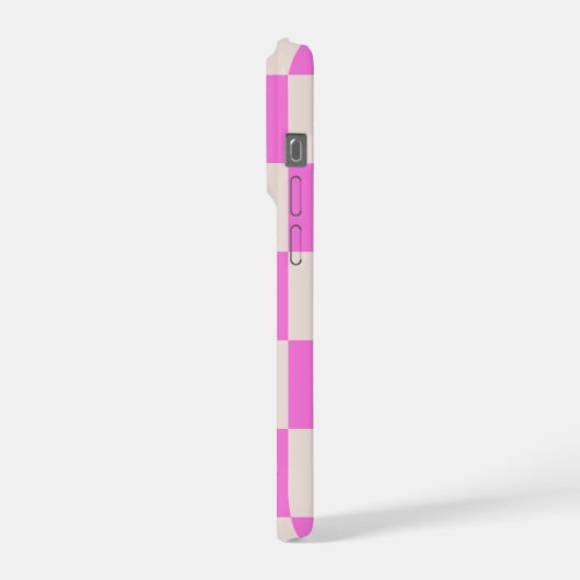 ピンクベージュ チェック柄 スマホケース iPhoneケース (左側面)