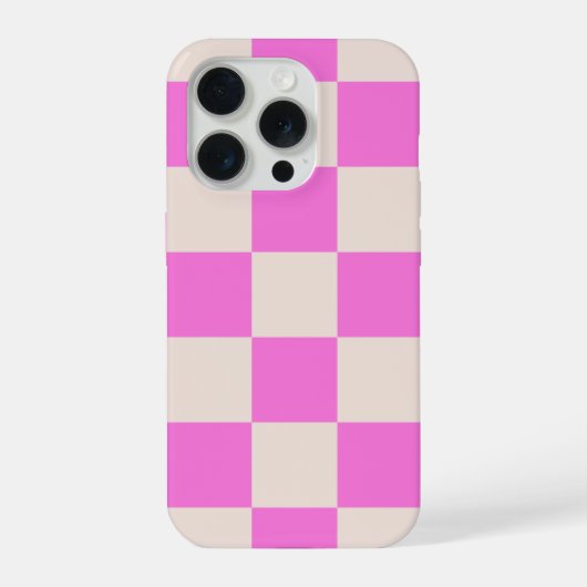 ピンクベージュ チェック柄 スマホケース iPhoneケース (裏面)