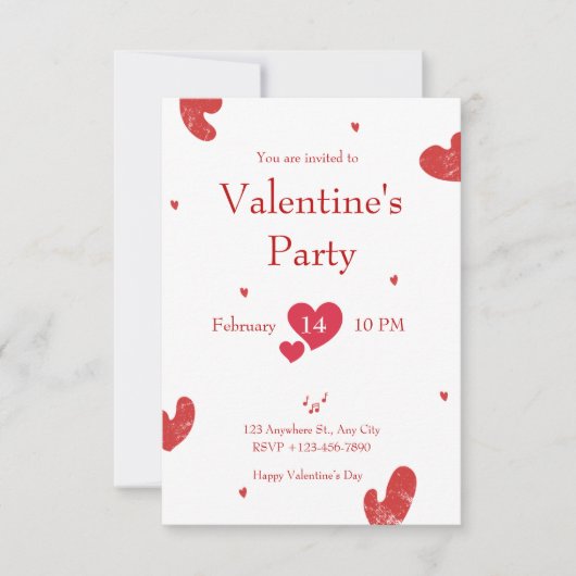 ピンクベージュ ミニマルな美学 バレンタインデー 招待状 (正面)