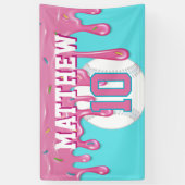 ピンクベースボールドリップ誕生日 横断幕 (縦)