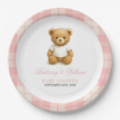 ピンクベ名門私立校風のアープエレガントライドベビーシャワー ペーパープレート (正面)