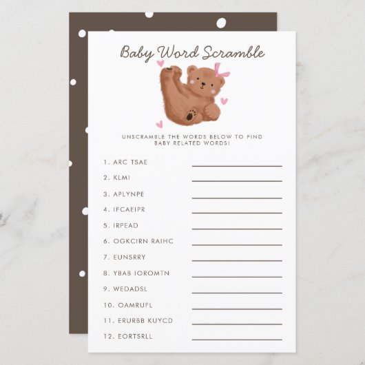 ピンクベ素朴アベビーワードスクランブルゲーム (正面/裏面)