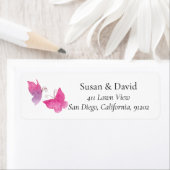 ピンクペアバタフライ昆虫住所 シール (インサイチュ)