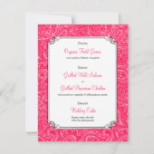 ピンクペイズリーウェディングレセプションディナーメニュー 招待状 (正面)