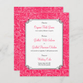 ピンクペイズリーウェディングレセプションディナーメニュー 招待状 (正面/裏面)