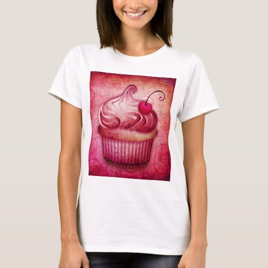 ピンクペイズリーカップケーキTシャツ Tシャツ (正面)