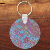 ピンクペイズリーキーチェーン キーホルダー (正面)
