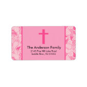 ピンクペイズリークロス宗教バプテスマ住所 シール (正面)