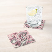 ピンクペイズリーザホームスタジオコースター スクエアペーパーコースター (インサイチュ)