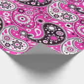 ピンクペイズリーファンタジーおもしろいガールズ誕生日 ラッピングペーパー (角)