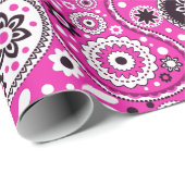 ピンクペイズリーファンタジーおもしろいガールズ誕生日 ラッピングペーパー (ロールコーナー)