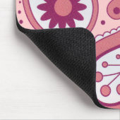 ピンクペイズリーフラワーマウスパッド マウスパッド (コーナー)