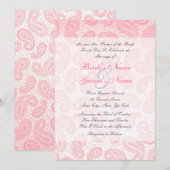 ピンクペイズリー結婚式招待状 招待状 (正面/裏面)
