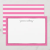 ピンクペイズリー&フォイルパーソナライズされたフラットノートカード ノートカード (正面/裏面)