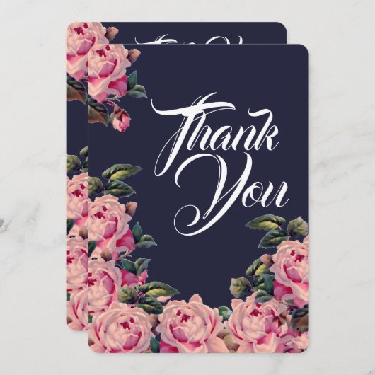 ピンクペイントローズ感謝カード サンキューカード (正面/裏面)