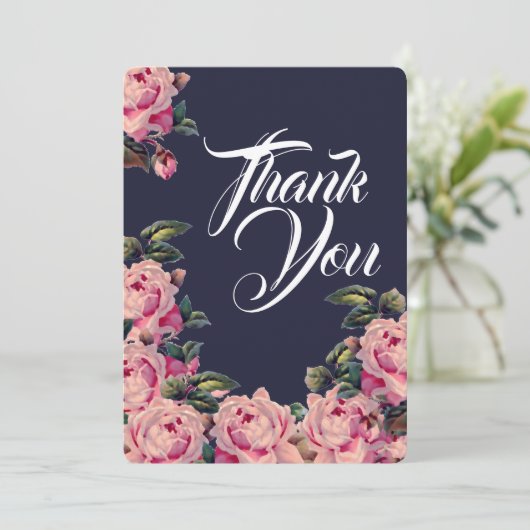 ピンクペイントローズ感謝カード サンキューカード (スタンド正面)