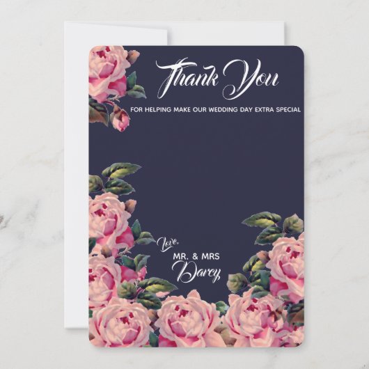 ピンクペイントローズ感謝カード サンキューカード (裏面)