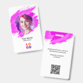 ピンクペイント | 医師、看護師、医療助手の写真付きID バッジ (正面＆裏面)