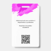 ピンクペイント | 医師、看護師、医療助手の写真付きID バッジ (裏面)