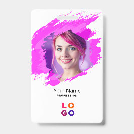 ピンクペイント | 医師、看護師、医療助手の写真付きID バッジ