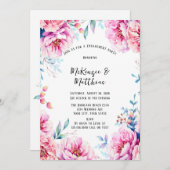 ピンクペオニエリーフローラ婚約パーティ 招待状 (正面/裏面)