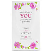 ピンクペオニスウォーターカラーフローラ結婚グリーンズゲスト スモールペーパーバッグ (裏面)