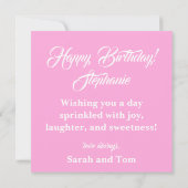 ピンクペオニスチョコレート誕生日 パーソナライズされた カード (裏面)