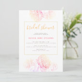 ピンクペオニーエレガント金ゴールドモダンブライダルシャワー 招待状 (スタンド正面)