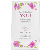 ピンクペオニーズウォーターカラーフローラ結婚ピンクズゲスト スモールペーパーバッグ (正面)