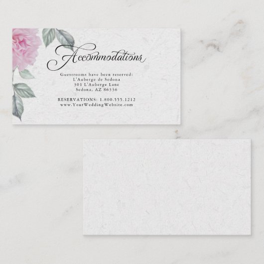 ピンクペオニーズホテルゲスト宿泊施設 エンクロージャーカード (正面/裏面)