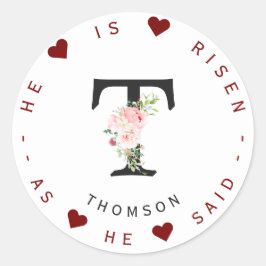 ピンクペオニーズワイルドフローラモノグラム住所 シール