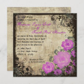 ピンクペオニーズヴィンテージウェディング招待状 招待状 (正面/裏面)