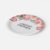 ピンクペオニーフローラエレガントな結婚式 ペーパープレート (アングル)