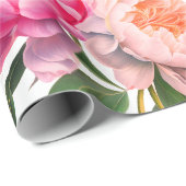 ピンクペオニーフローラブライダルシャワー ラッピングペーパー (ロールコーナー)