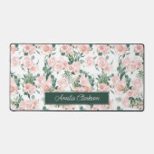 ピンクペオニーフローラ名前をカスタムする デスクマット (正面)