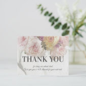 ピンクペオニーホワイトマーブル美しいブティックデラックス ポストカード (スタンド正面)